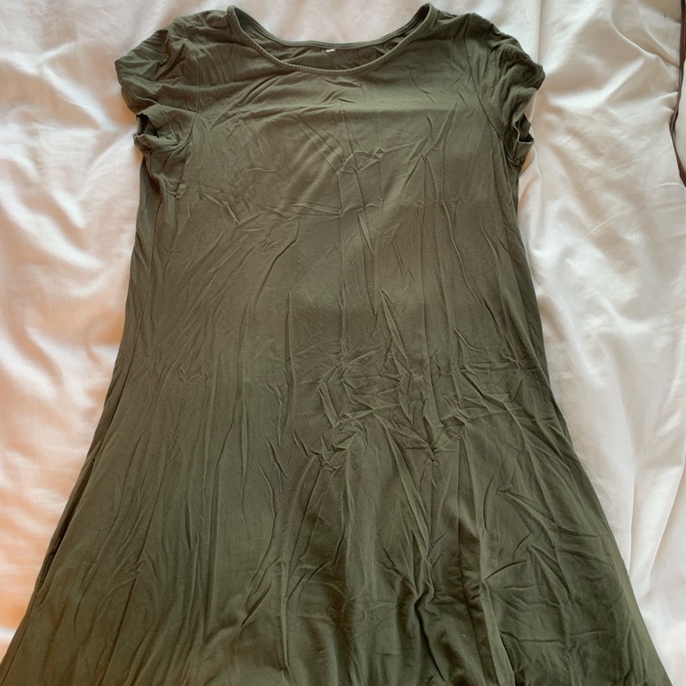 Olive green t shirt dress